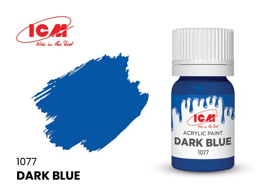 1077 Темно-синій, акрилова фарба, ICM, 12 мл