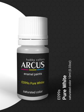 Фарба Arcus E099 Білий, матовий (Pure White), 10 мл, емалева