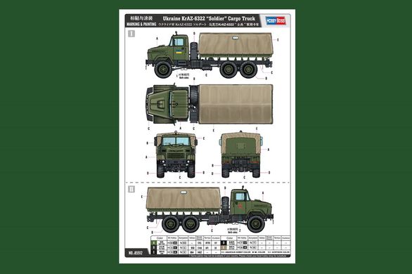 Вантажівка Ukraine KrAZ-6322 "Soldier", 1:35, Hobby Boss, 85512 (Збірна модель)