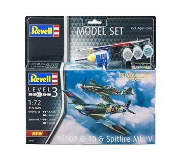 Винищувачі Bf109G-10 та Spitfire Mk.V (2 літаки в наборі), 1:72, Revell, 03710 (Подарунковий набір)