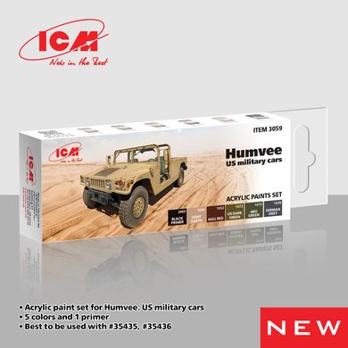 Набір акрилових фарб для військових автомобілів Humvee США, ICM, 3059