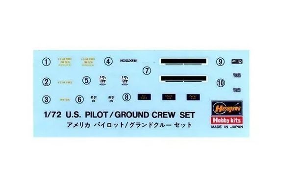 Набір фігурок U.S. Pilot / Groud crew set та збірна модель фургон Chevrolet, 1:72, Hasegawa, 35007