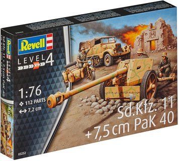 Сборная модель Полугусеничный артиллерийский тягач Sd.Kfz. 11 и противотанковая пушка Pak 40, 1:76, Revell, 03252