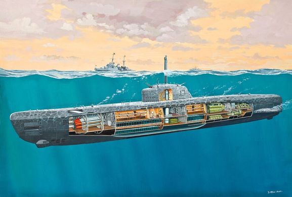 Підводний човен U-Boat Type XXI with Interior 1:144, Revell, 05078, з інтер'єром (Збірна модель)
