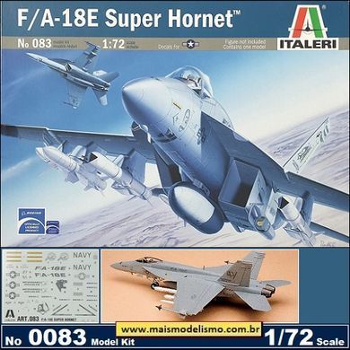 Истребитель F/A-18 E Super Hornet, 1:72, Italeri, 083 (Сборная модель)