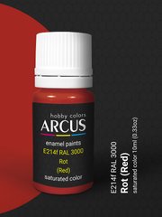 Краска Arcus 214 RAL 3000 Rot, 10 мл, эмалевая