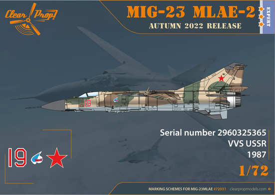 Истребитель MIG-23 MLAE-2 Flogger-G, 1:72, Clear Prop, CP72031 (Сборная модель)
