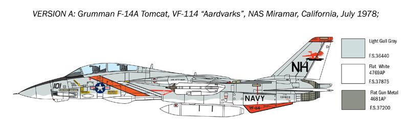 Винищувач F-14A Tomcat, 1:72, Italeri, 1414 (Збірна модель)