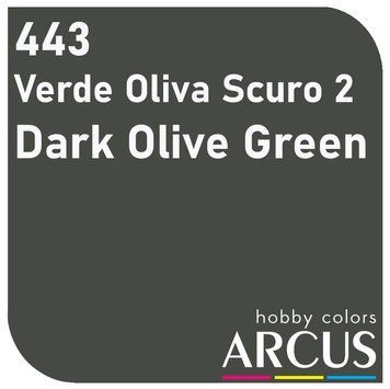 Краска Arcus E443 Verde Oliva Scuro 2 (Dark Olive Green), 10 мл, эмалевая