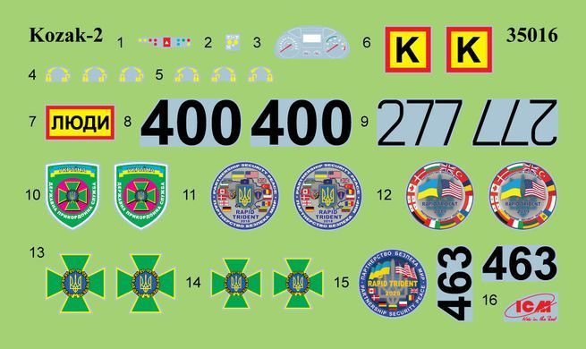 Збірна модель Бронеавтомобіль &ldquo;Козак-2&rdquo; Державна прикордонна служба України, 1:35, ICM, 35016